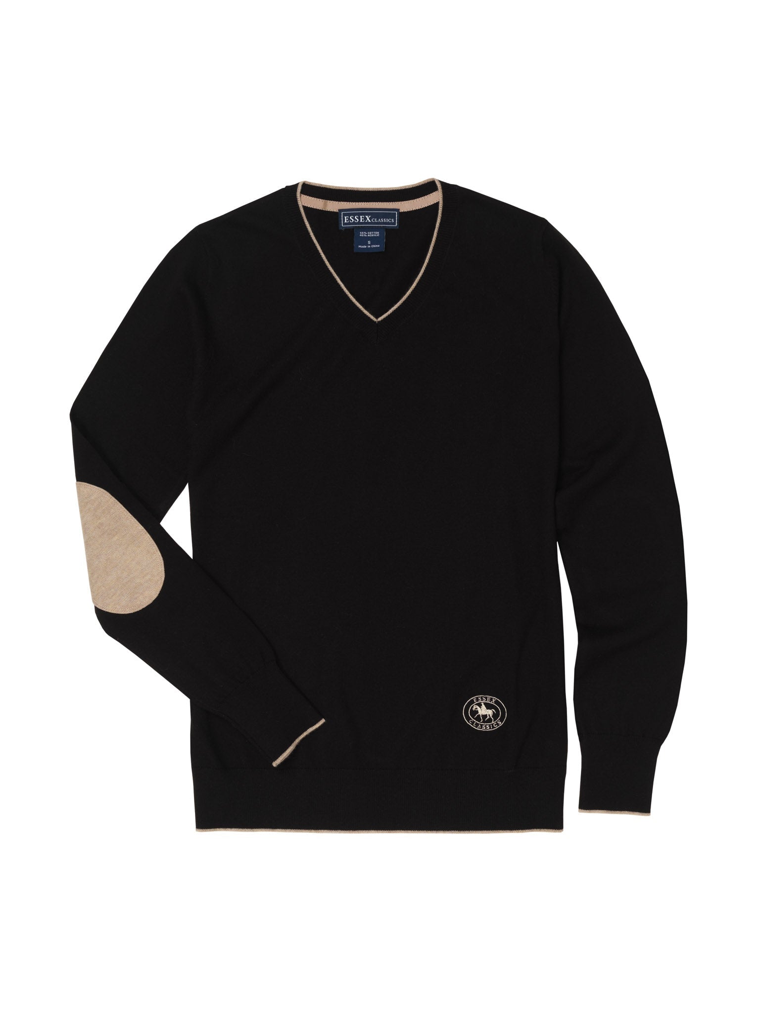 Essex Classics Black with Tan Trey V - Neck Sweater - Essex Classics - Equiluxe Tack