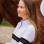 Essex Classics Cambridge Ladies Long Sleeve Show Shirt - White with Black & Chocolate - Equiluxe Tack