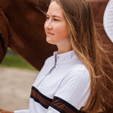 Essex Classics Cambridge Ladies Long Sleeve Show Shirt - White with Black & Chocolate - Equiluxe Tack