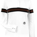 Essex Classics Cambridge Ladies Long Sleeve Show Shirt - White with Black & Chocolate - Equiluxe Tack