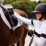Essex Classics Cambridge Ladies Long Sleeve Show Shirt - White with Black & Chocolate - Equiluxe Tack