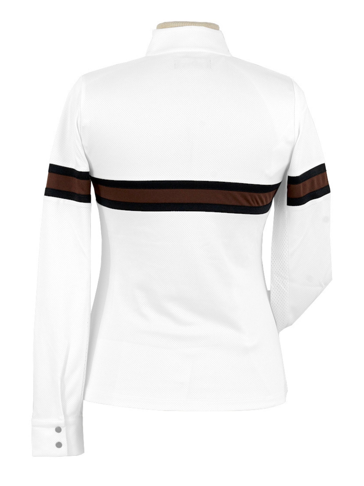 Essex Classics Cambridge Ladies Long Sleeve Show Shirt - White with Black & Chocolate - Equiluxe Tack