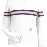 Essex Classics Cambridge Ladies Long Sleeve Show Shirt - White with Grey & Pink - Equiluxe Tack