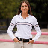 Essex Classics Cambridge Ladies Long Sleeve Show Shirt - White with Grey & Pink - Equiluxe Tack