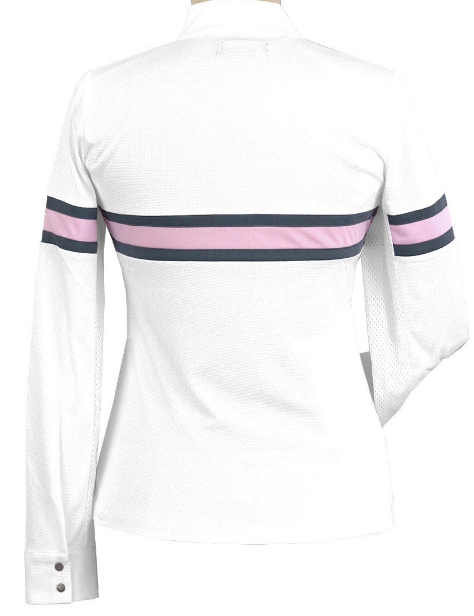 Essex Classics Cambridge Ladies Long Sleeve Show Shirt - White with Grey & Pink - Equiluxe Tack