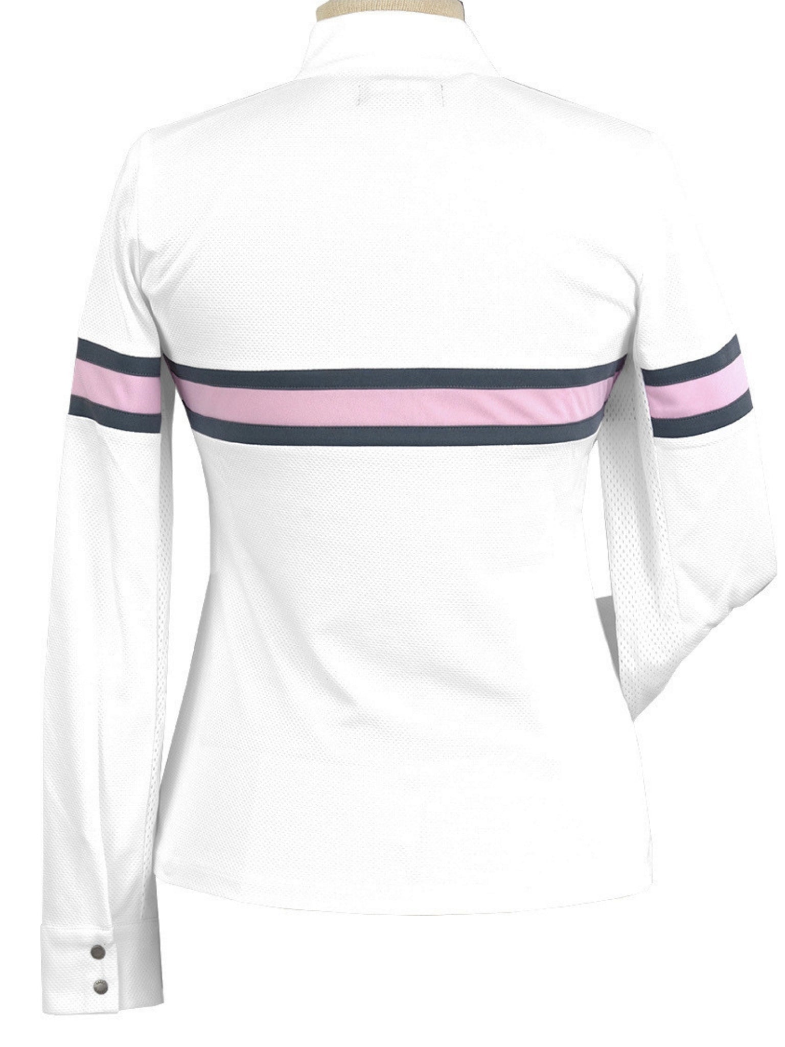 Essex Classics Cambridge Ladies Long Sleeve Show Shirt - White with Grey & Pink - Equiluxe Tack