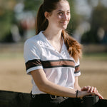 Essex Classics Cambridge Ladies Short Sleeve Show Shirt - White with Black & Chocolate - Equiluxe Tack