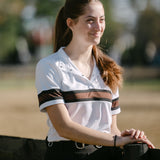 Essex Classics Cambridge Ladies Short Sleeve Show Shirt - White with Black & Chocolate - Equiluxe Tack