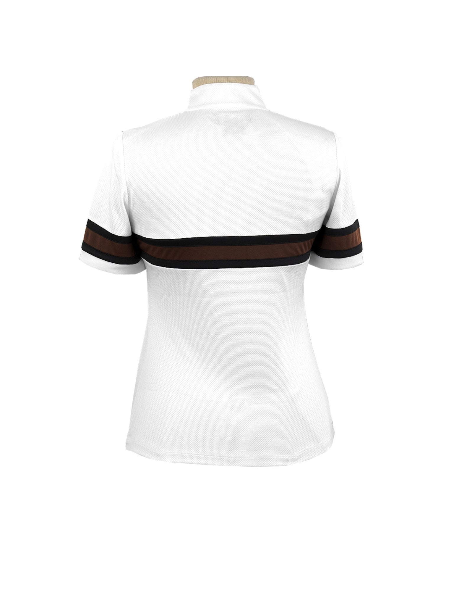 Essex Classics Cambridge Ladies Short Sleeve Show Shirt - White with Black & Chocolate - Equiluxe Tack