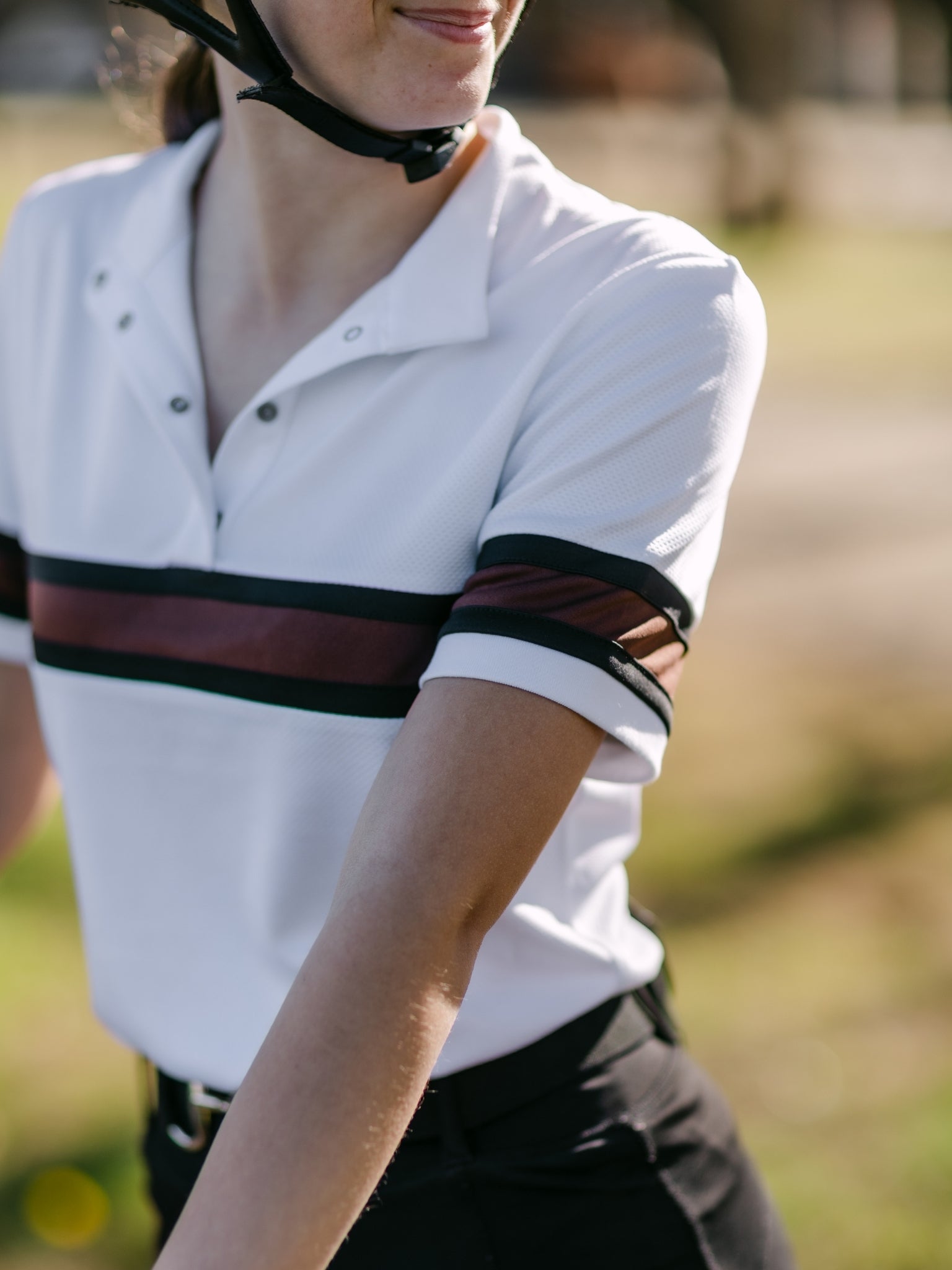 Essex Classics Cambridge Ladies Short Sleeve Show Shirt - White with Black & Chocolate - Equiluxe Tack