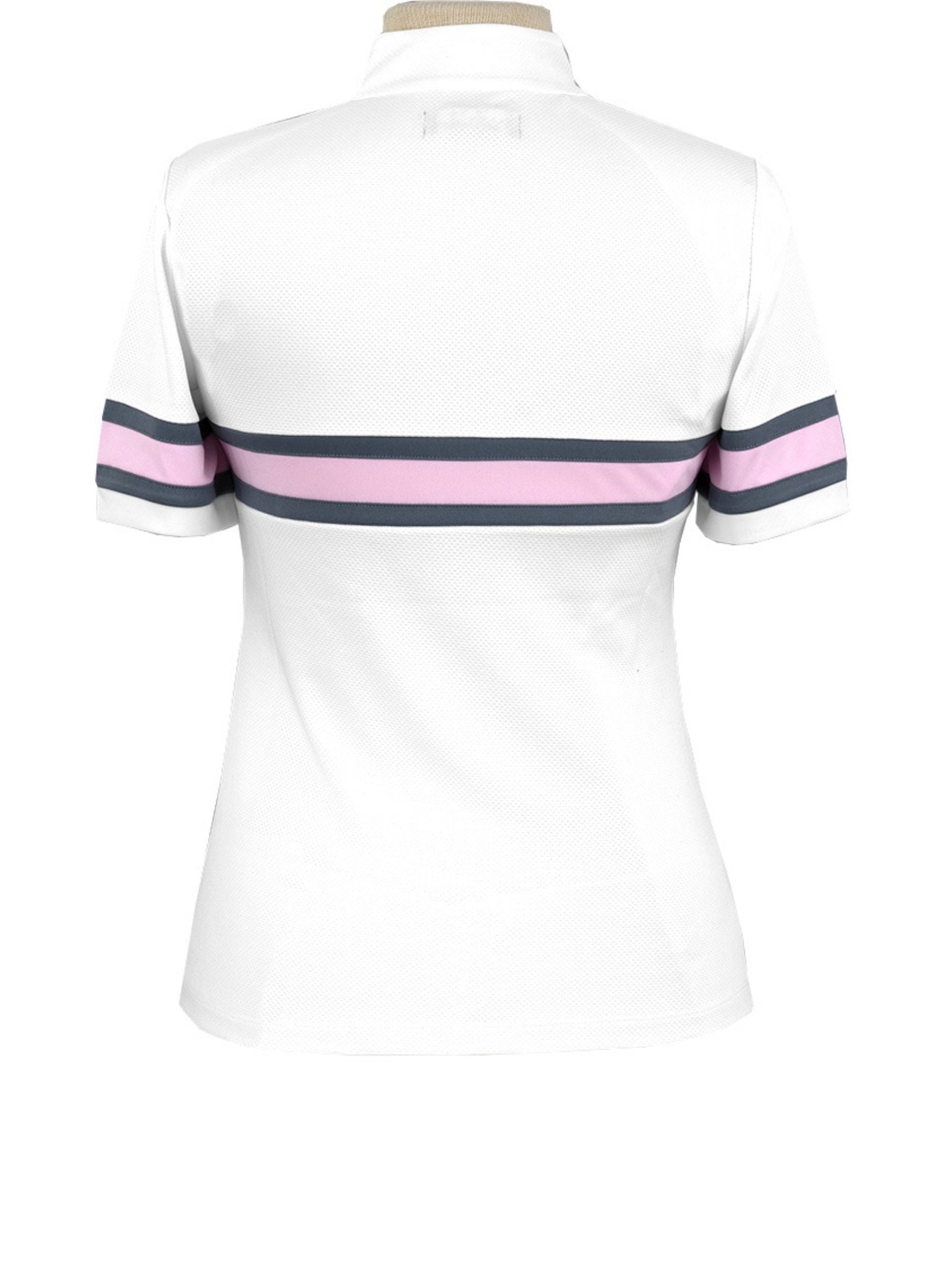 Essex Classics Cambridge Ladies Short Sleeve Show Shirt - White with Grey & Pink - Equiluxe Tack