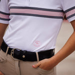 Essex Classics Cambridge Ladies Short Sleeve Show Shirt - White with Grey & Pink - Equiluxe Tack