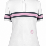 Essex Classics Cambridge Ladies Short Sleeve Show Shirt - White with Grey & Pink - Equiluxe Tack
