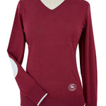 Essex Classics Cranberry with Ivory Trey V - Neck Sweater - Essex Classics - Equiluxe Tack