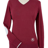 Essex Classics Cranberry with Ivory Trey V - Neck Sweater - Essex Classics - Equiluxe Tack