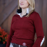 Essex Classics Cranberry with Ivory Trey V - Neck Sweater - Essex Classics - Equiluxe Tack