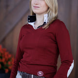 Essex Classics Cranberry with Ivory Trey V - Neck Sweater - Essex Classics - Equiluxe Tack