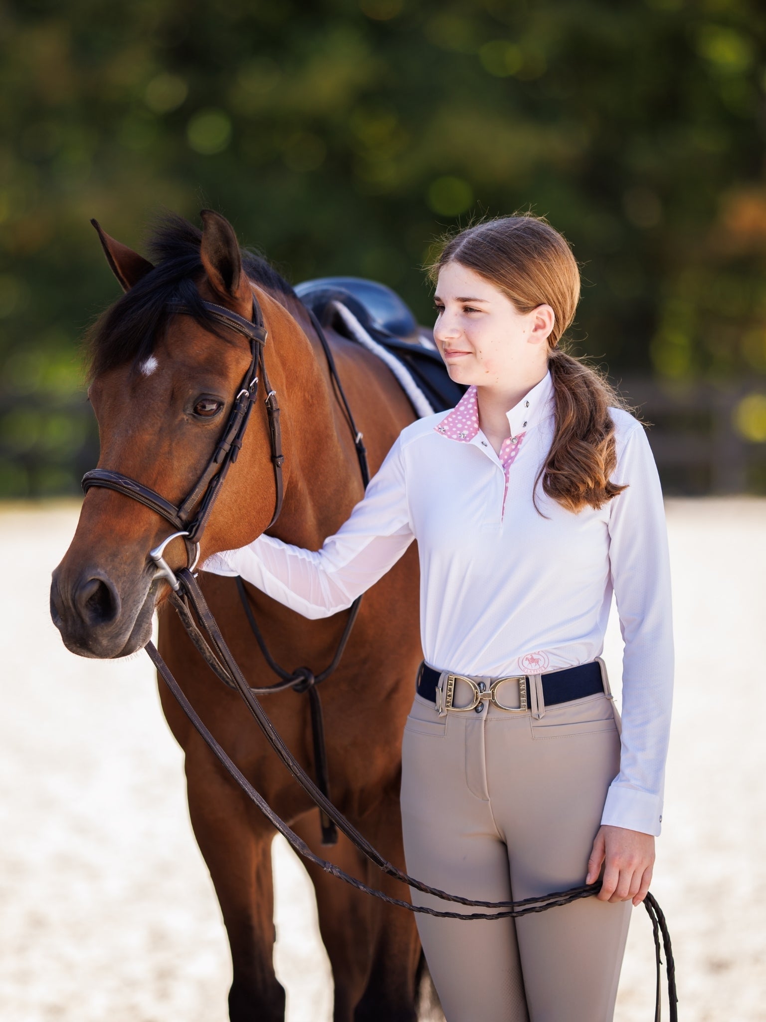 Essex Classics Daisy Delight Girls Talent Yarn Wrap Collar Long Sleeve Show Shirt - Essex Classics - Equiluxe Tack