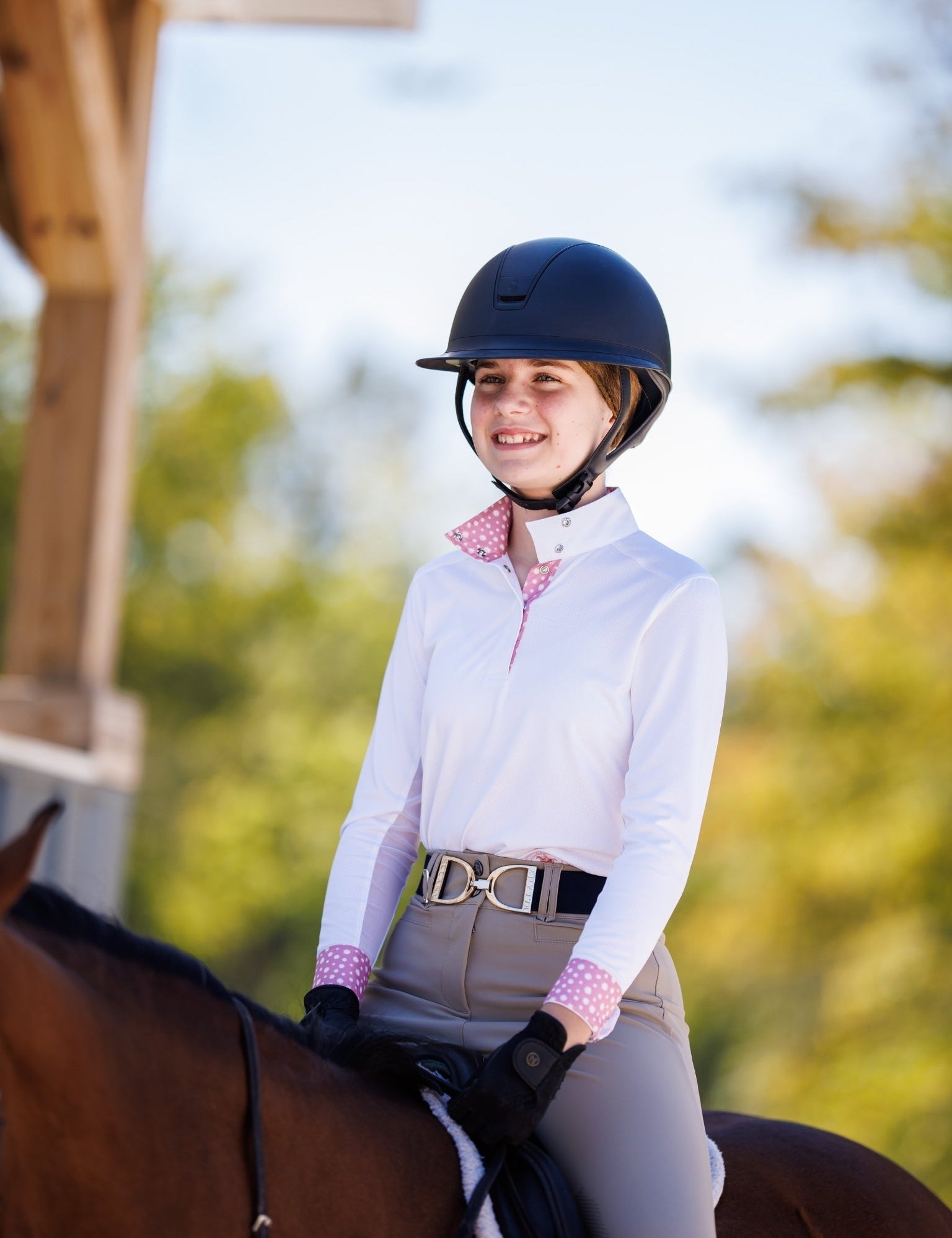 Essex Classics Daisy Delight Girls Talent Yarn Wrap Collar Long Sleeve Show Shirt - Essex Classics - Equiluxe Tack