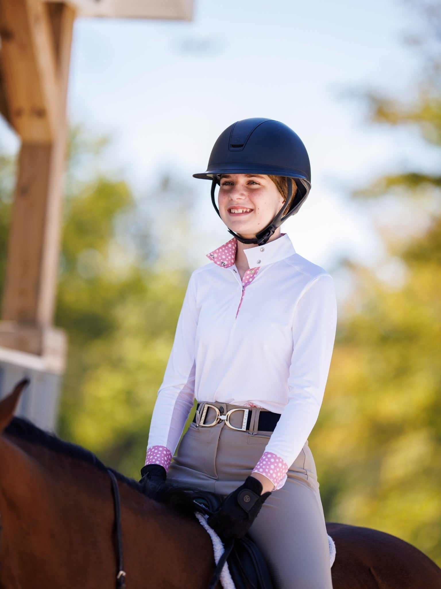 Essex Classics Daisy Delight Girls Talent Yarn Wrap Collar Long Sleeve Show Shirt - Essex Classics - Equiluxe Tack