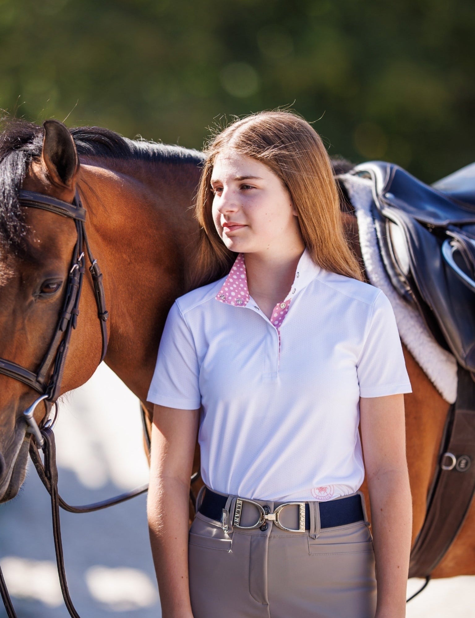 Essex Classics Daisy Delight Girls Talent Yarn Wrap Collar Short Sleeve Show Shirt - Equiluxe Tack