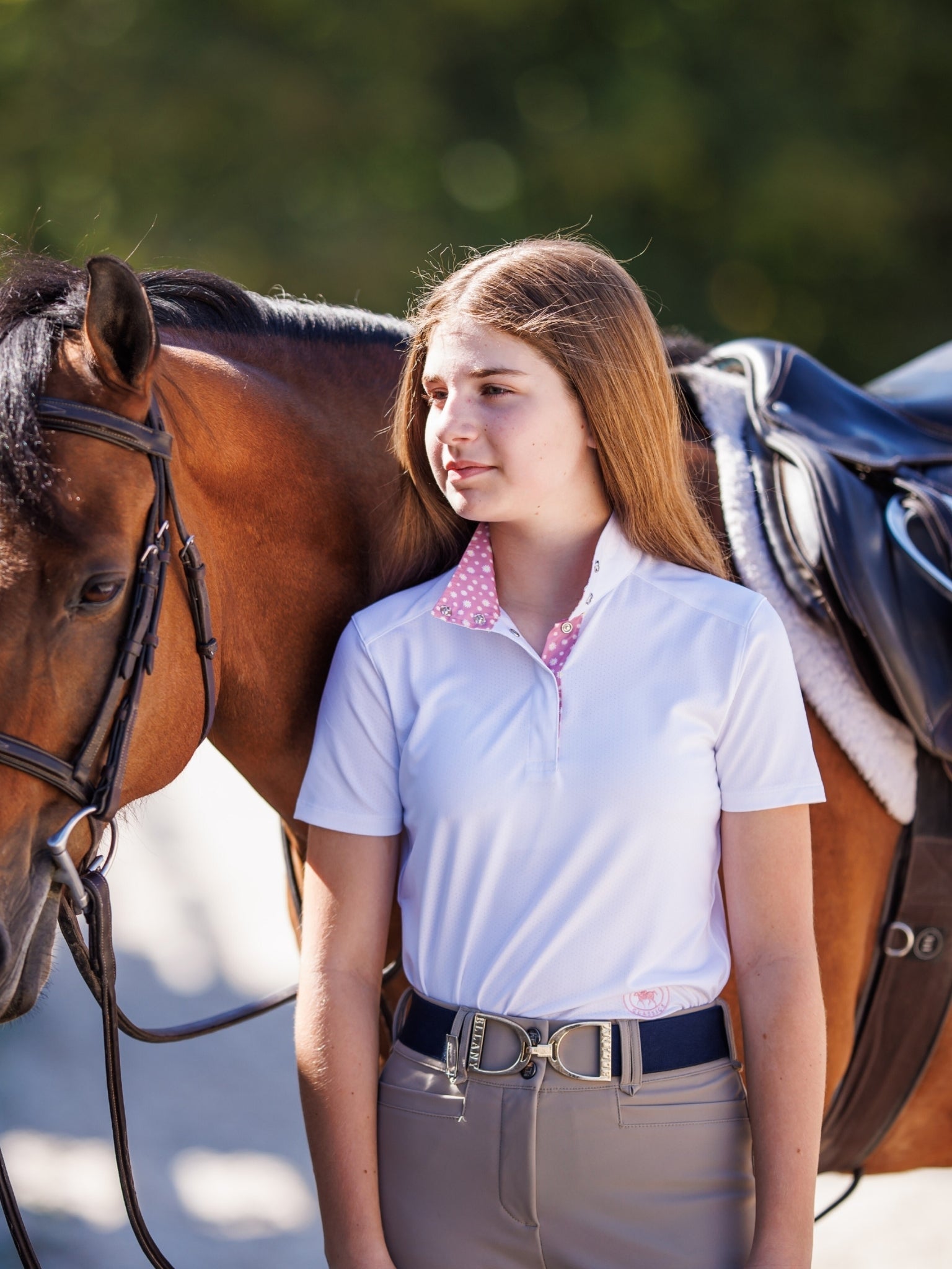 Essex Classics Daisy Delight Girls Talent Yarn Wrap Collar Short Sleeve Show Shirt - Equiluxe Tack
