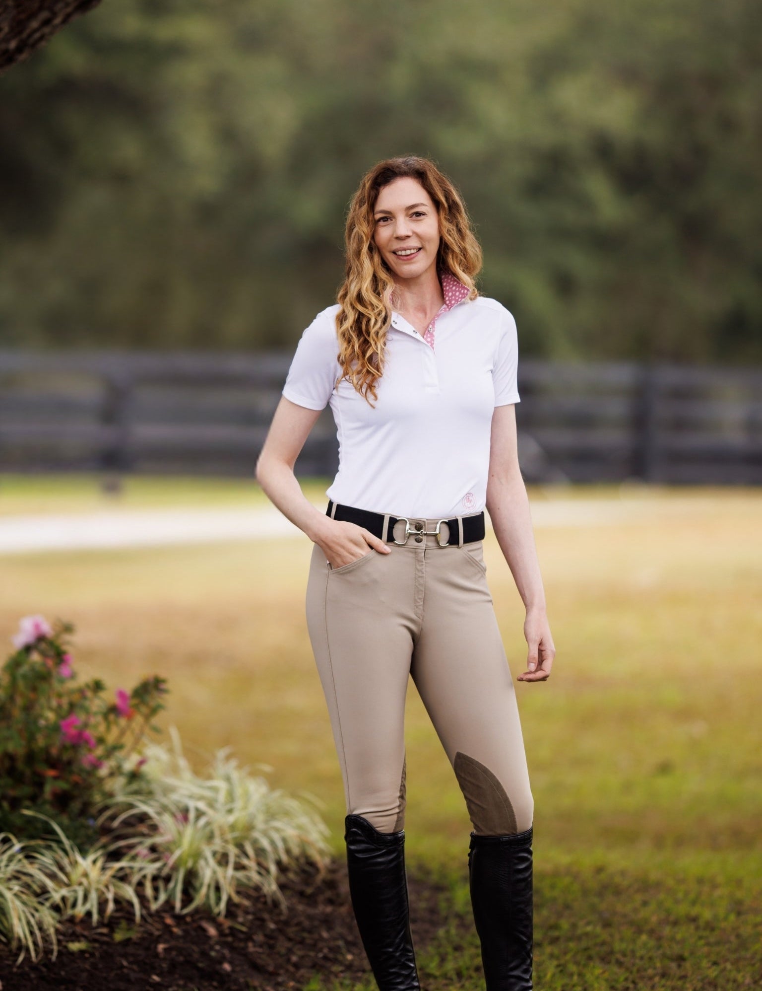 Essex Classics Daisy Delight Ladies Talent Yarn Wrap Collar Short Sleeve Show Shirt - Essex Classics - Equiluxe Tack