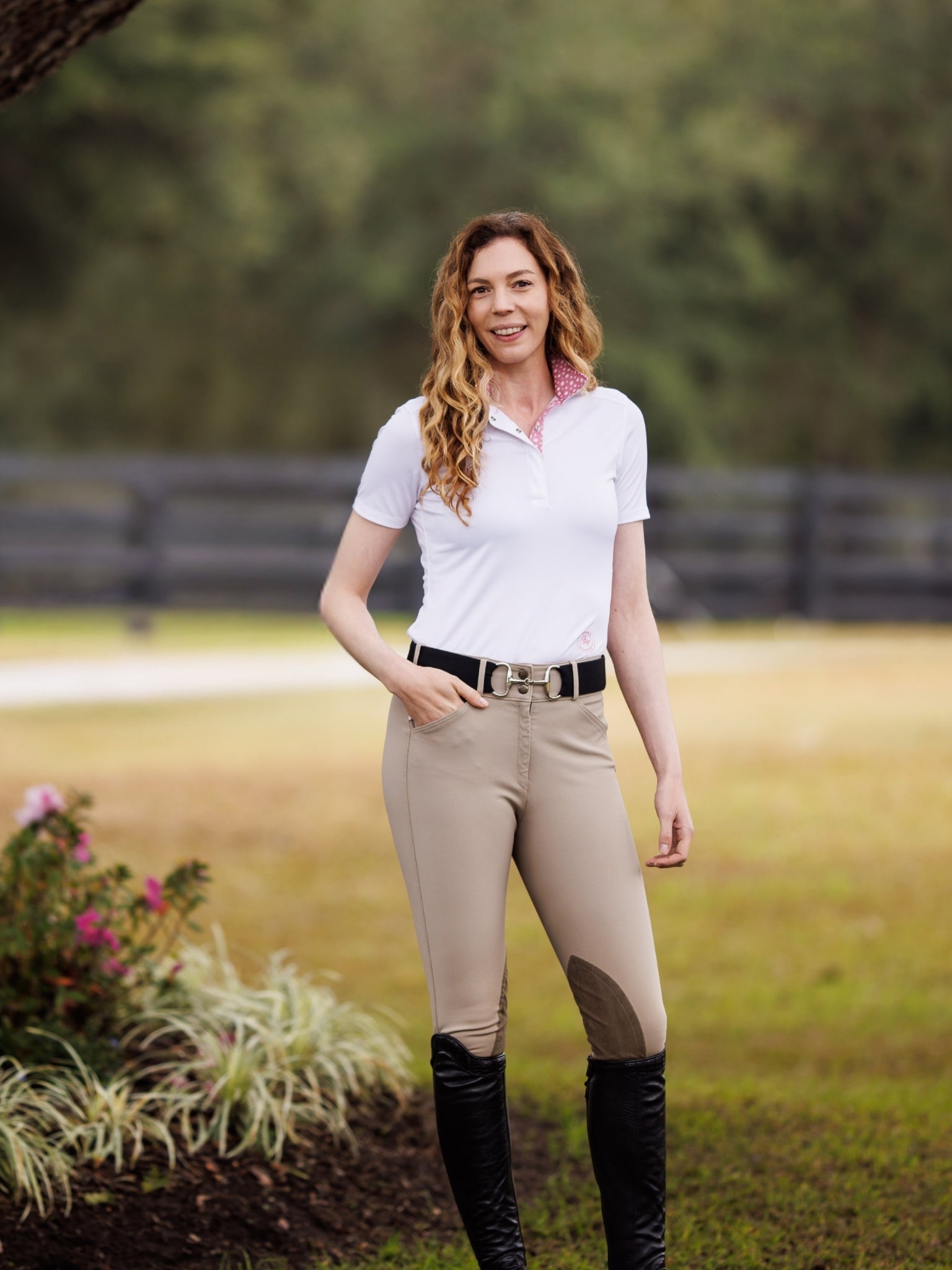 Essex Classics Daisy Delight Ladies Talent Yarn Wrap Collar Short Sleeve Show Shirt - Essex Classics - Equiluxe Tack