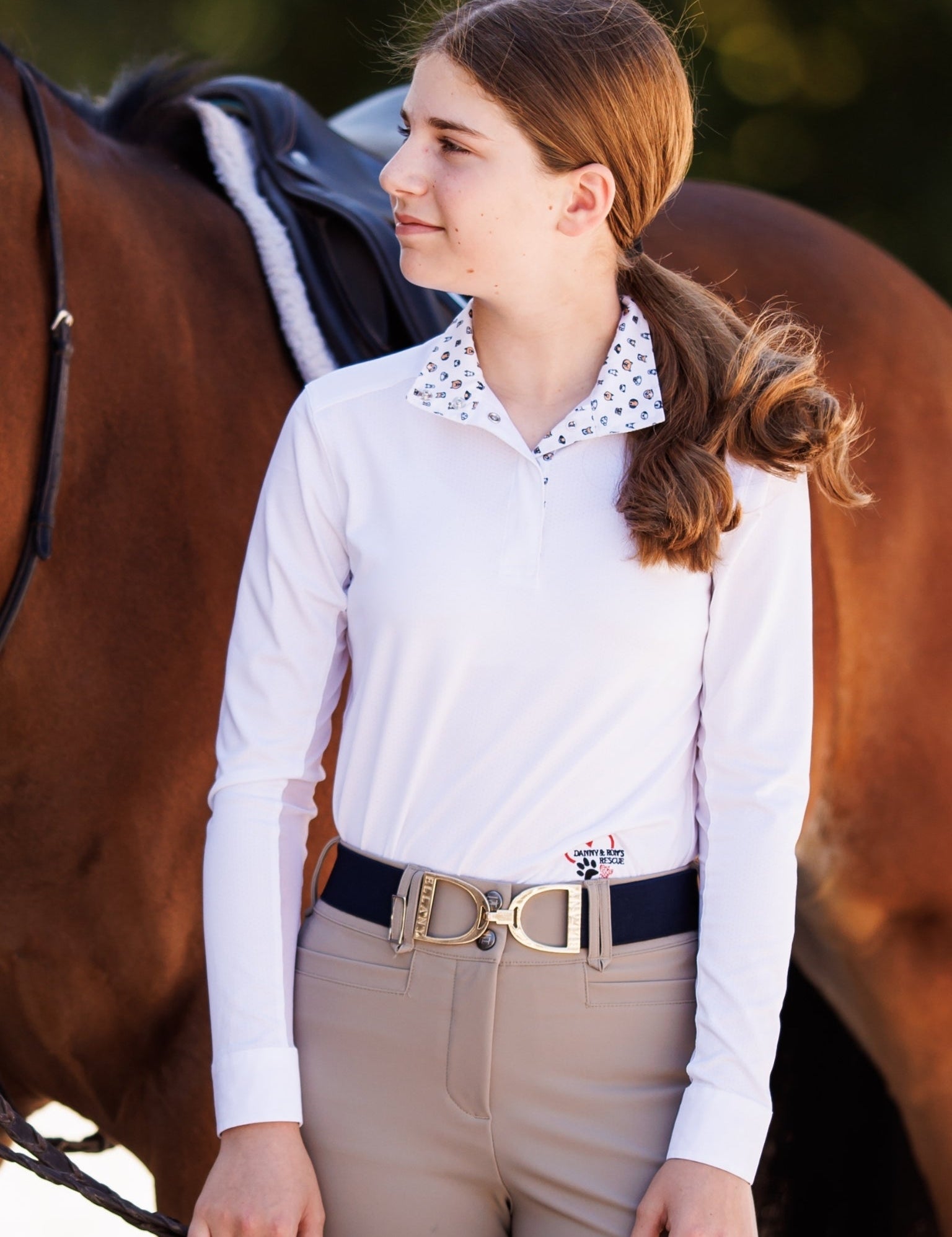 Essex Classics Danny & Ron's Happy Dogs Girls Talent Yarn Straight Collar Long Sleeve Show Shirt - Essex Classics - Equiluxe Tack