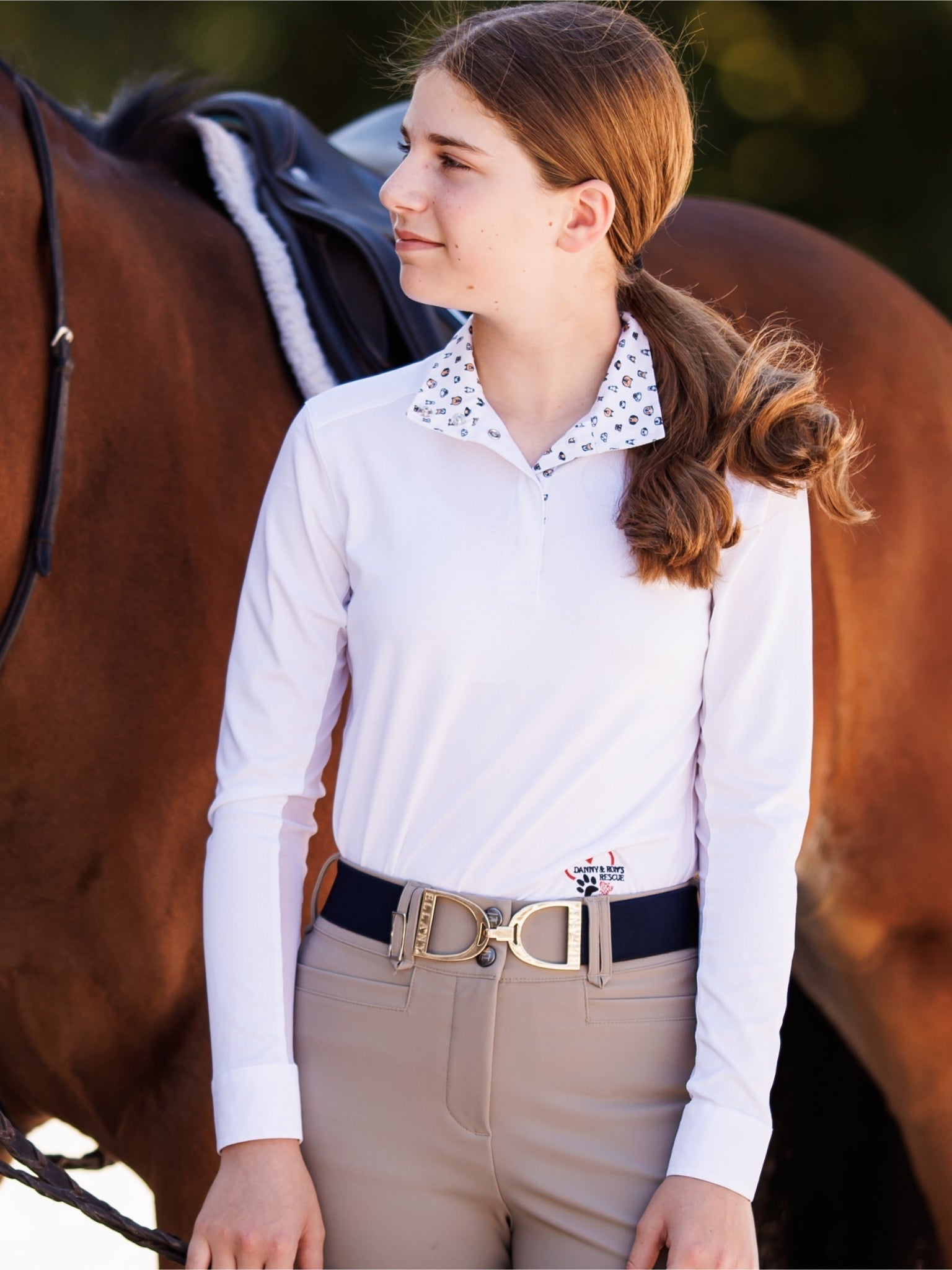 Essex Classics Danny & Ron's Happy Dogs Girls Talent Yarn Straight Collar Long Sleeve Show Shirt - Essex Classics - Equiluxe Tack