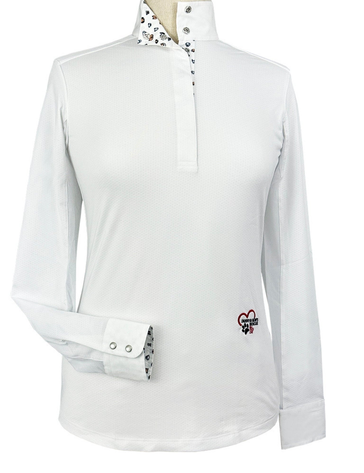 Essex Classics Danny & Ron's Happy Dogs Ladies Talent Yarn Straight Collar Long Sleeve Show Shirt - Equiluxe Tack
