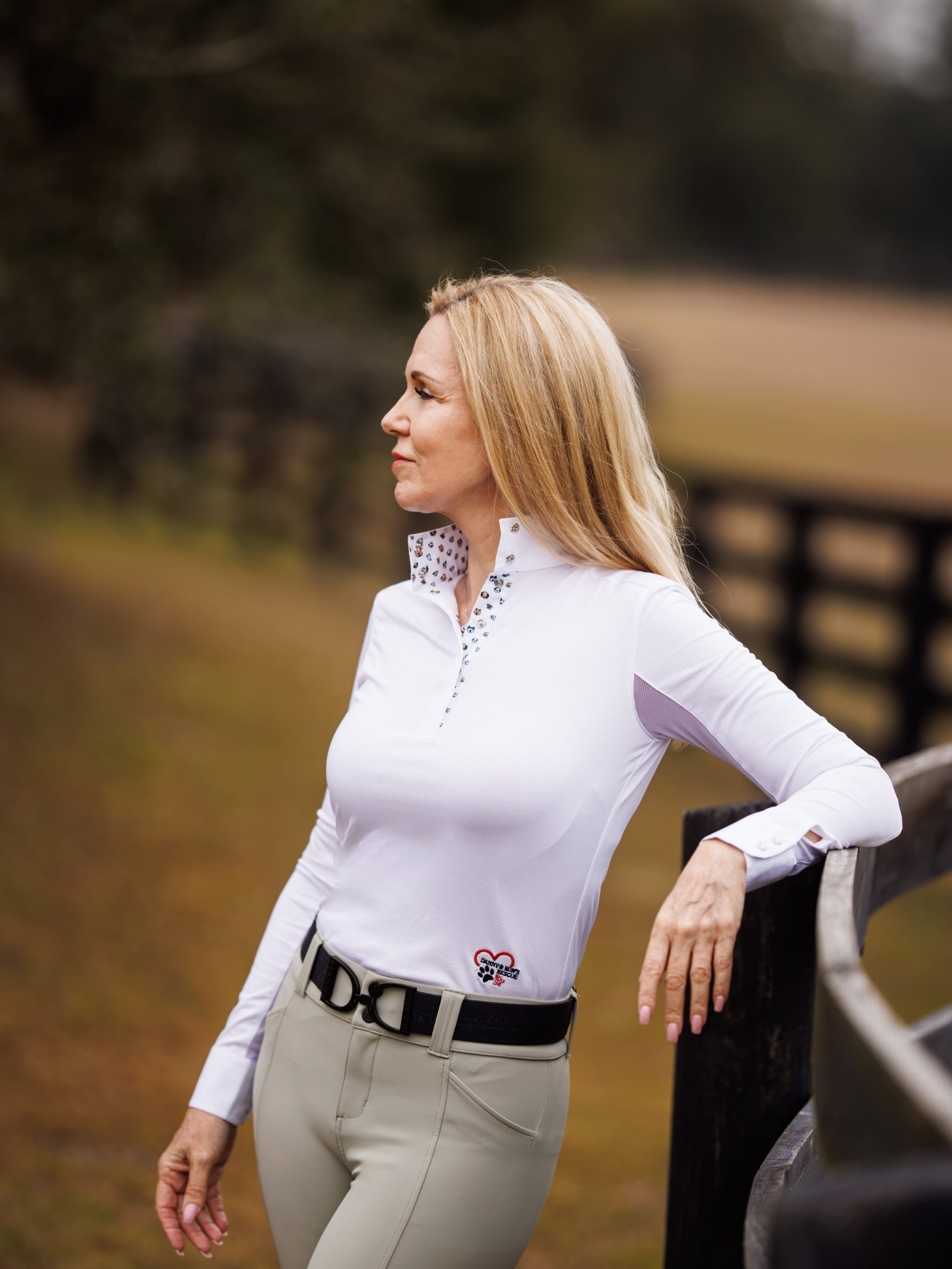 Essex Classics Danny & Ron's Happy Dogs Ladies Talent Yarn Straight Collar Long Sleeve Show Shirt - Equiluxe Tack