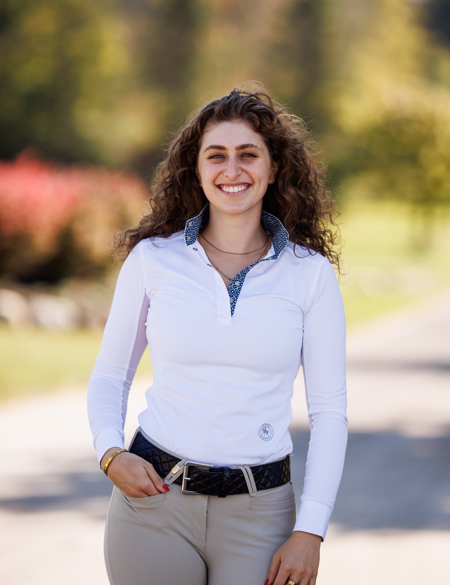 Essex Classics Diamonds Ladies Talent Yarn Straight Collar Long Sleeve Show Shirt - Essex Classics - Equiluxe Tack