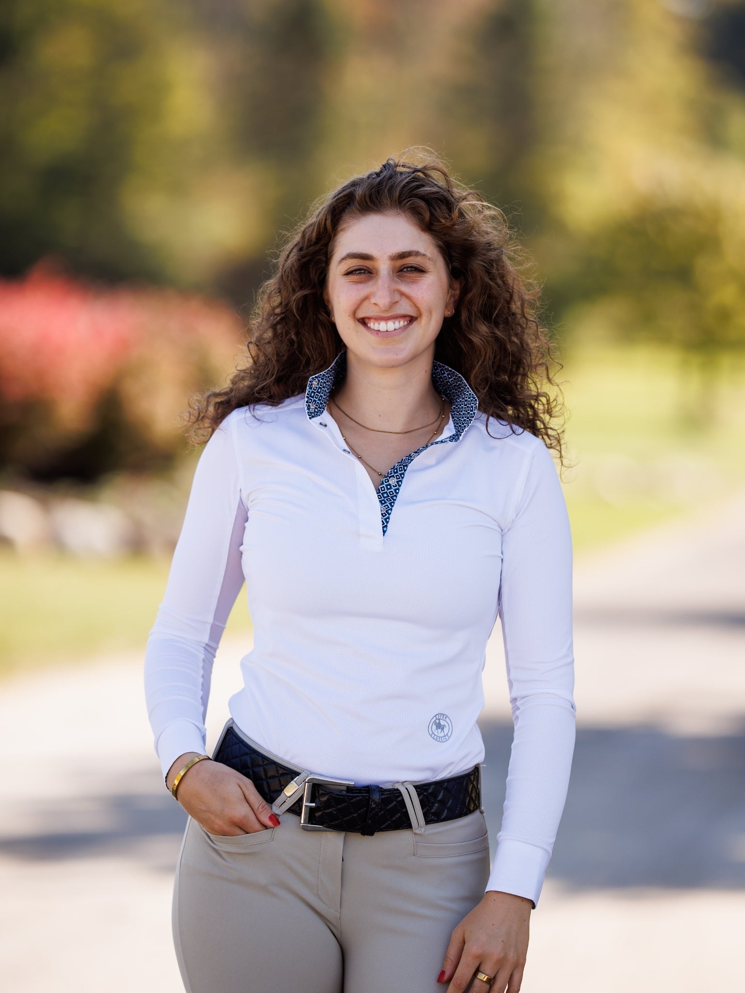 Essex Classics Diamonds Ladies Talent Yarn Straight Collar Long Sleeve Show Shirt - Essex Classics - Equiluxe Tack