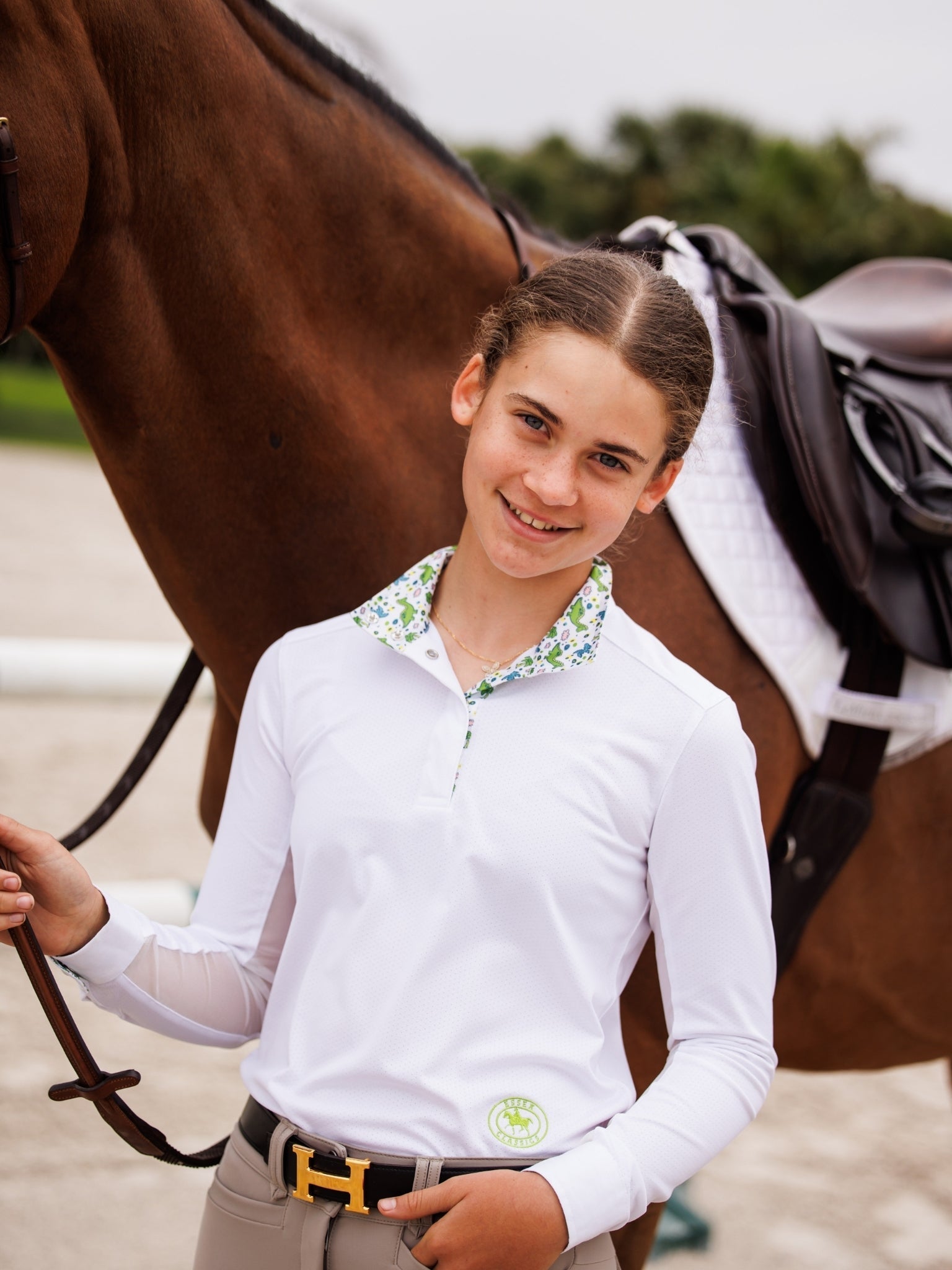 Essex Classics Dino World Girls Talent Yarn Straight Collar Long Sleeve Show Shirt - Essex Classics - Equiluxe Tack