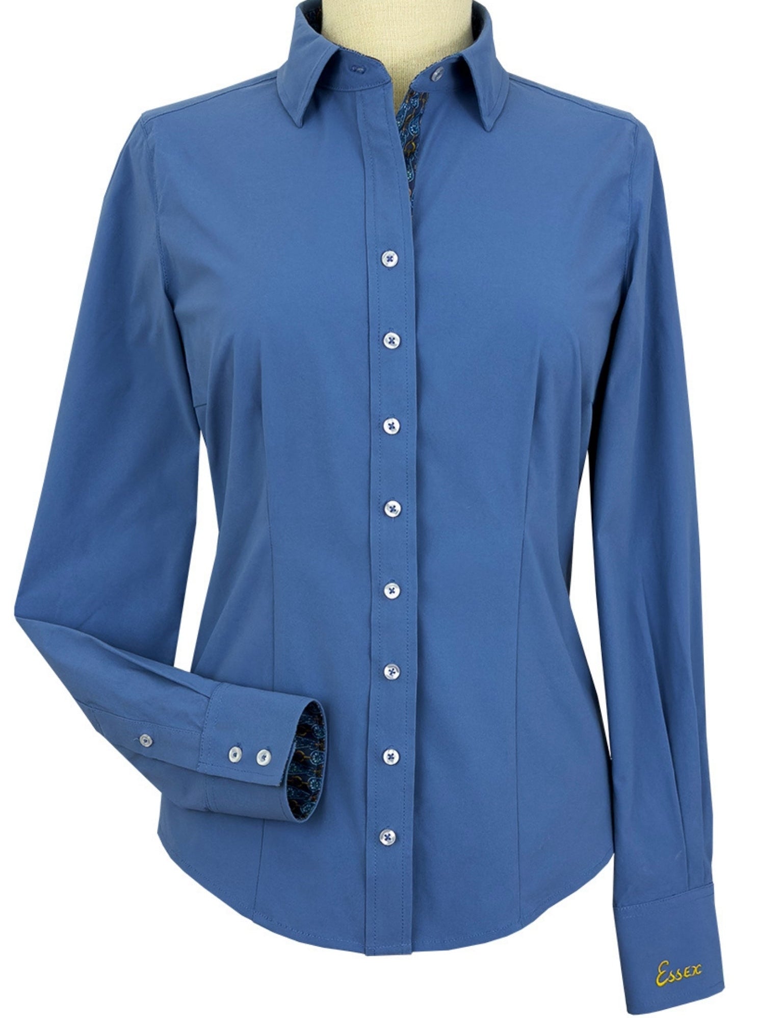 Essex Classics Dora II Schooling Shirt - Blue with Golden Snaffle Trim - Essex Classics - Equiluxe Tack