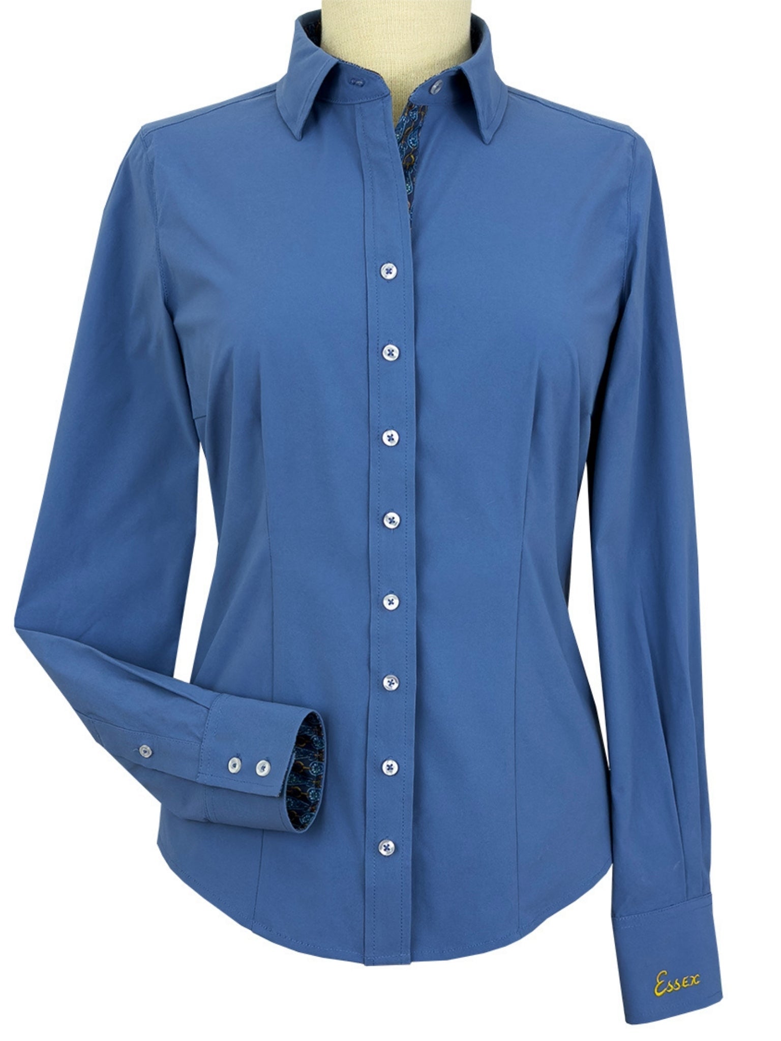 Essex Classics Dora II Schooling Shirt - Blue with Golden Snaffle Trim - Essex Classics - Equiluxe Tack