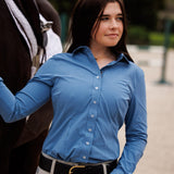 Essex Classics Dora II Schooling Shirt - Blue with Golden Snaffle Trim - Essex Classics - Equiluxe Tack