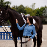 Essex Classics Dora II Schooling Shirt - Blue with Golden Snaffle Trim - Essex Classics - Equiluxe Tack