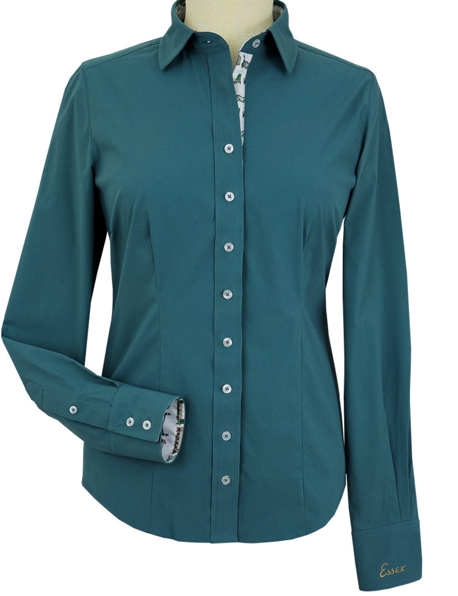 Essex Classics Dora II Schooling Shirt - Green with Hunter Derby Trim - Essex Classics - Equiluxe Tack