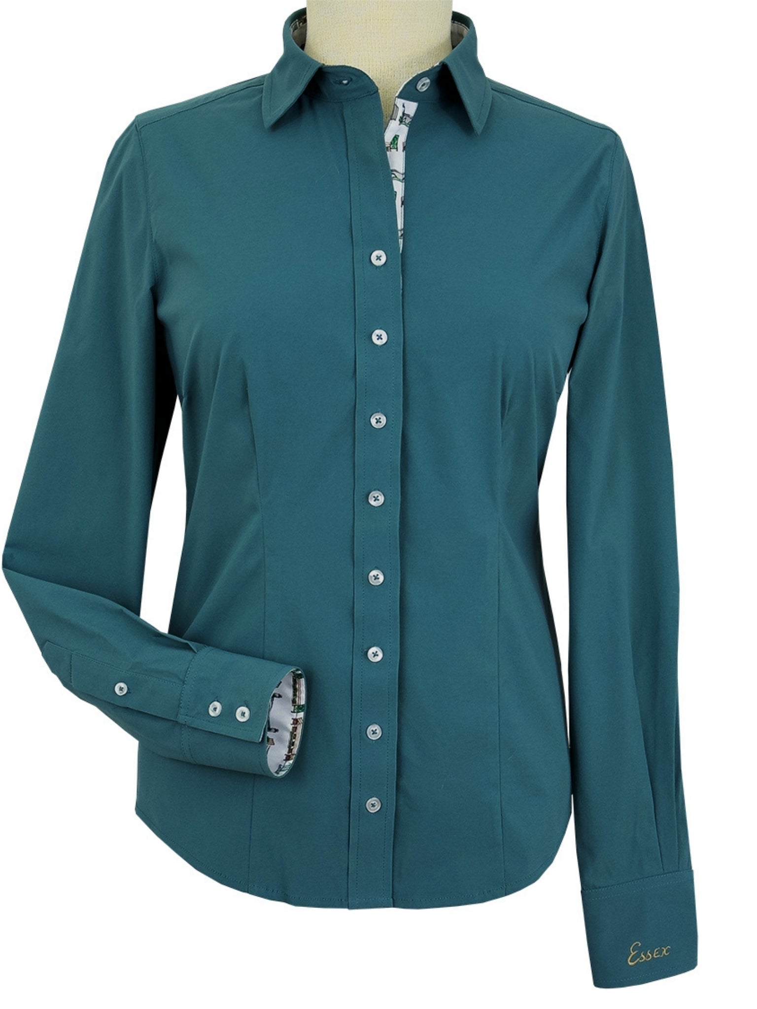 Essex Classics Dora II Schooling Shirt - Green with Hunter Derby Trim - Essex Classics - Equiluxe Tack