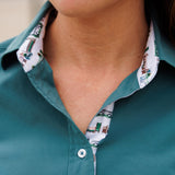 Essex Classics Dora II Schooling Shirt - Green with Hunter Derby Trim - Essex Classics - Equiluxe Tack