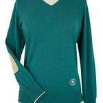Essex Classics Emerald Green with Gold Trey V - Neck Sweater - Essex Classics - Equiluxe Tack
