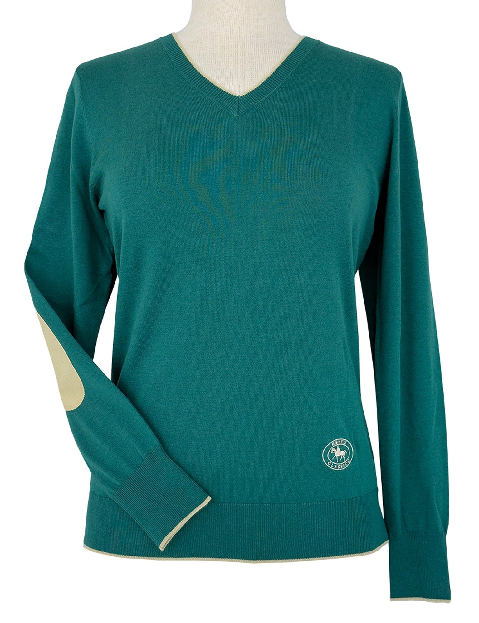 Essex Classics Emerald Green with Gold Trey V - Neck Sweater - Essex Classics - Equiluxe Tack