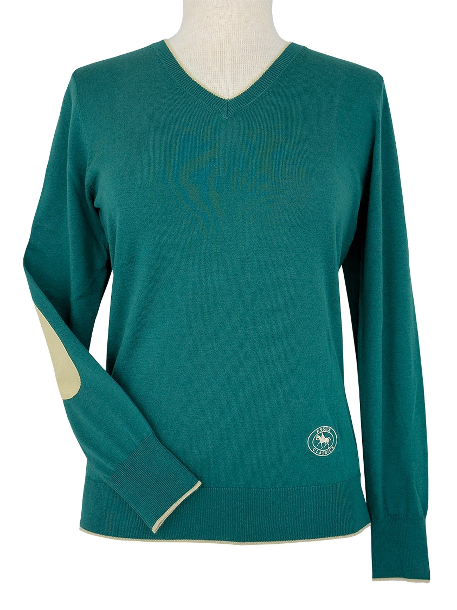 Essex Classics Emerald Green with Gold Trey V - Neck Sweater - Essex Classics - Equiluxe Tack