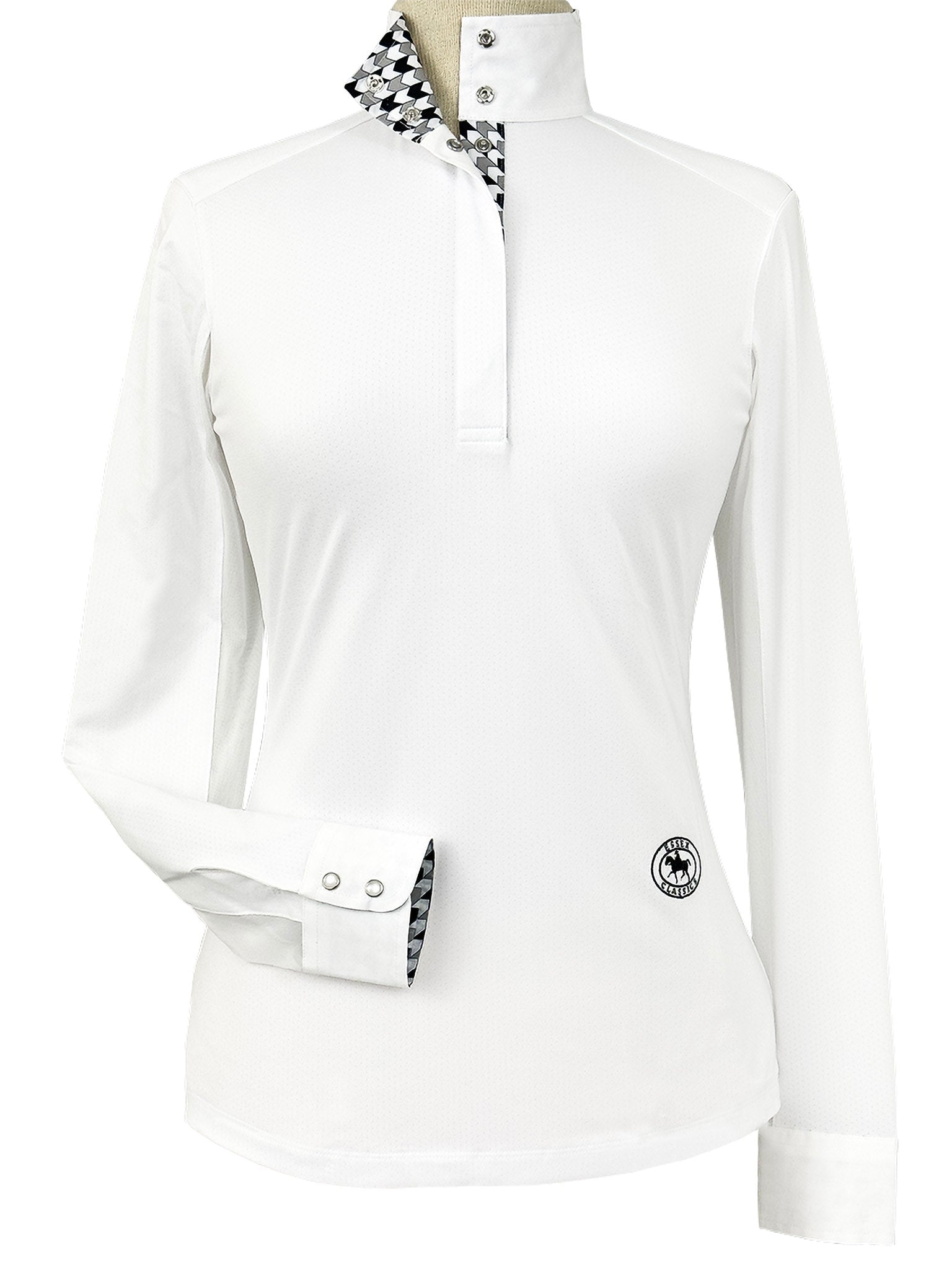Essex Classics Geometric Ladies Talent Yarn Straight Collar Long Sleeve Show Shirt - Black - Essex Classics - Equiluxe Tack