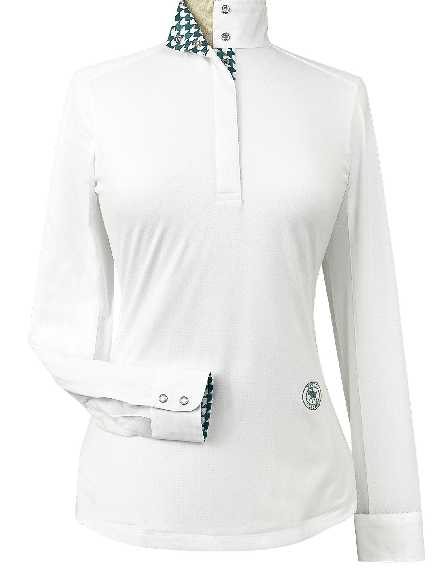 Essex Classics Geometric Ladies Talent Yarn Straight Collar Long Sleeve Show Shirt - Green - Essex Classics - Equiluxe Tack