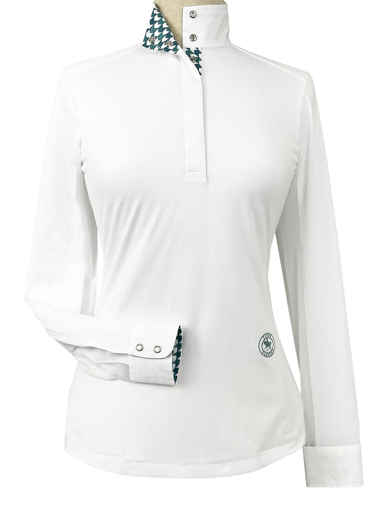 Essex Classics Geometric Ladies Talent Yarn Straight Collar Long Sleeve Show Shirt - Green - Essex Classics - Equiluxe Tack