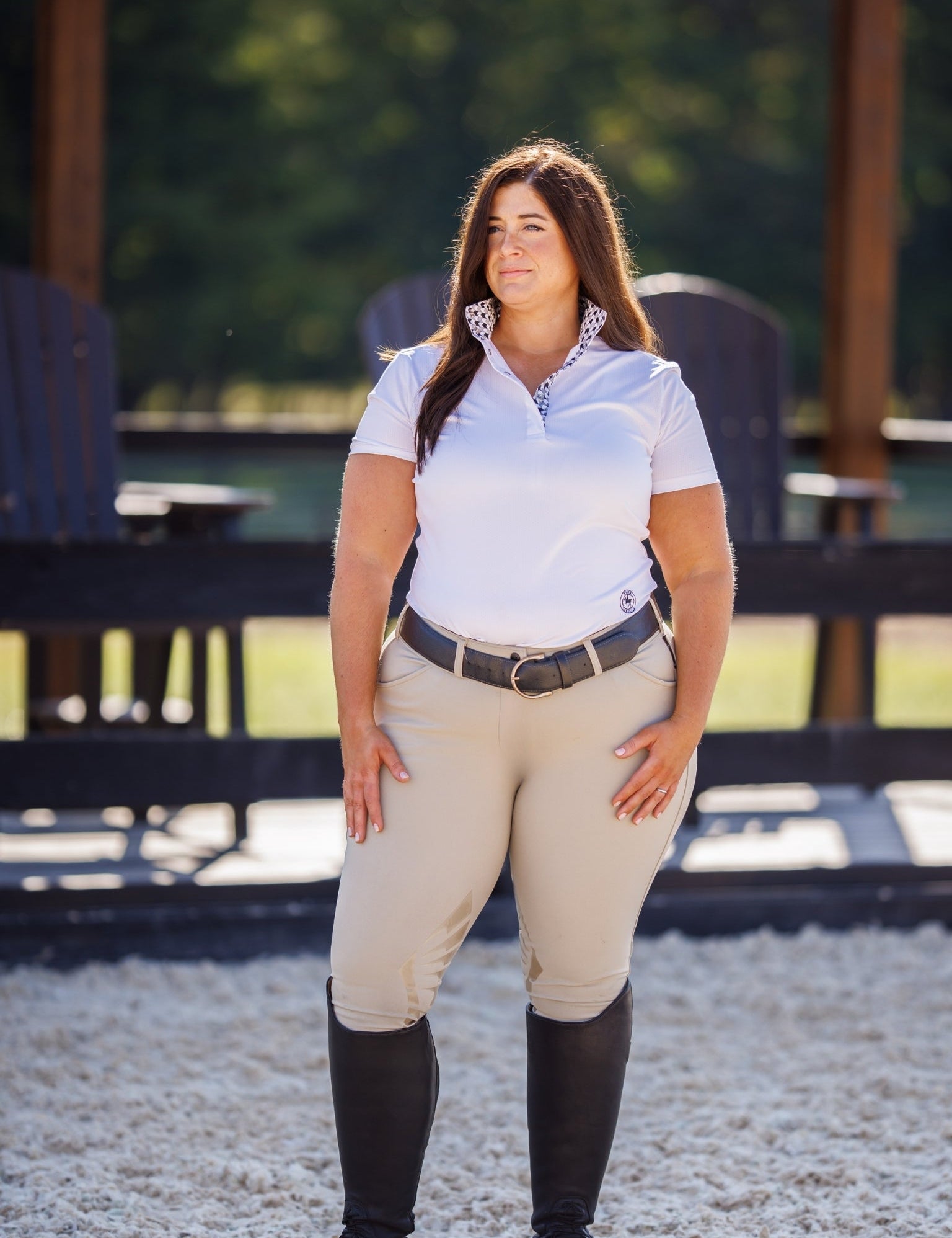 Essex Classics Geometric Ladies Talent Yarn Straight Collar Short Sleeve Show Shirt - Black - Essex Classics - Equiluxe Tack