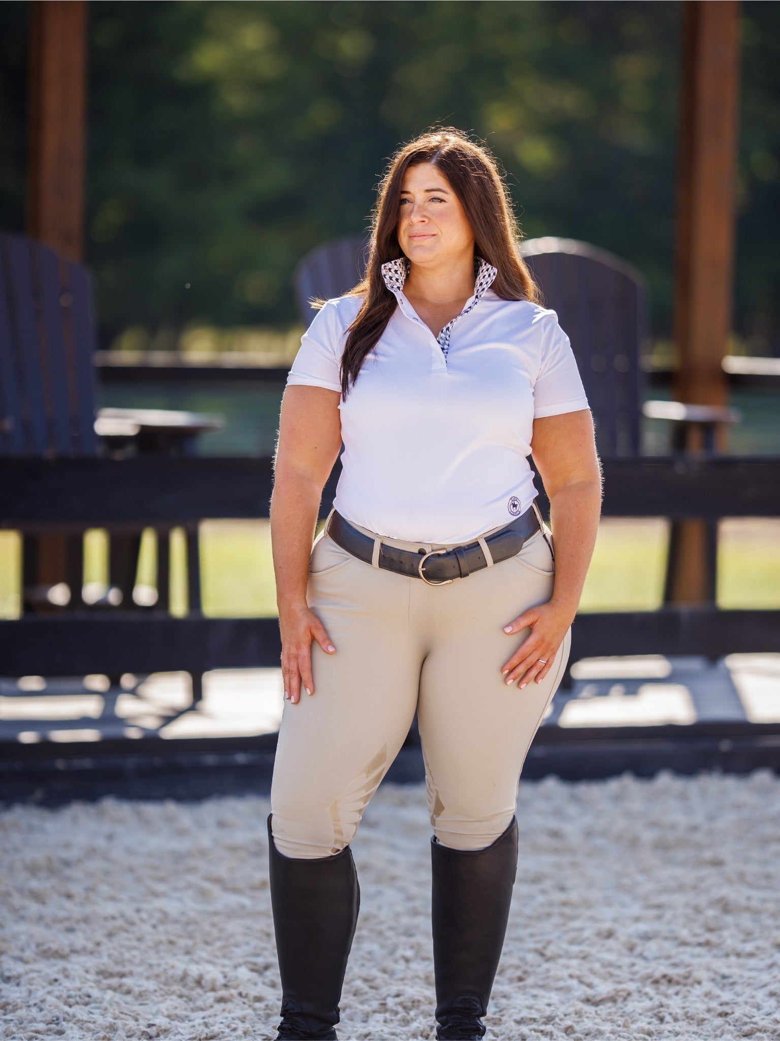 Essex Classics Geometric Ladies Talent Yarn Straight Collar Short Sleeve Show Shirt - Black - Essex Classics - Equiluxe Tack